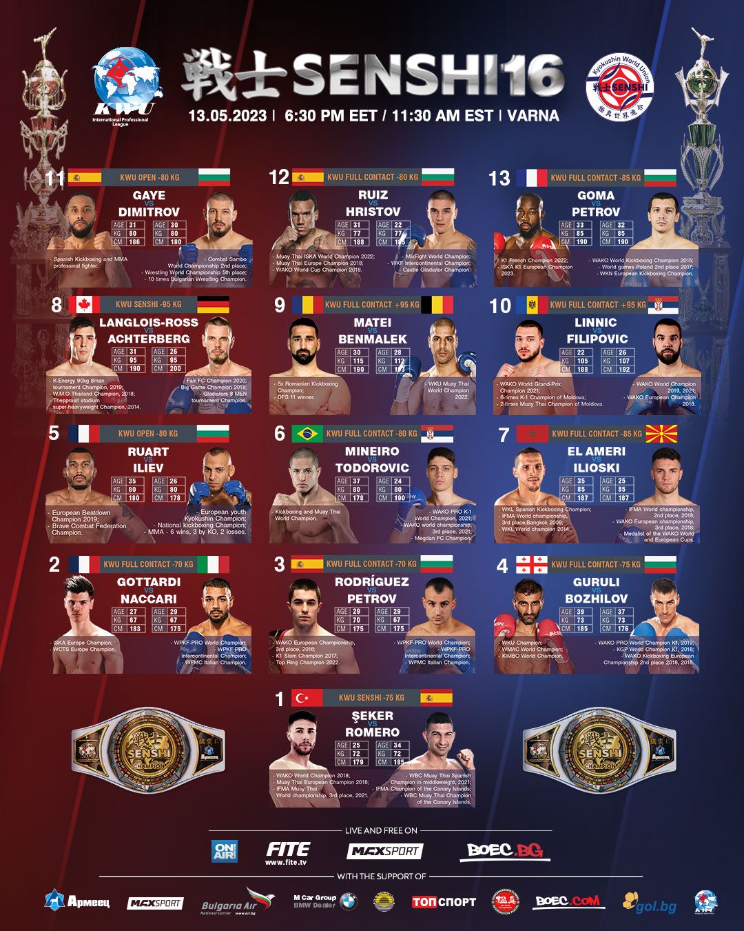 SENSHI 16 Fight Card